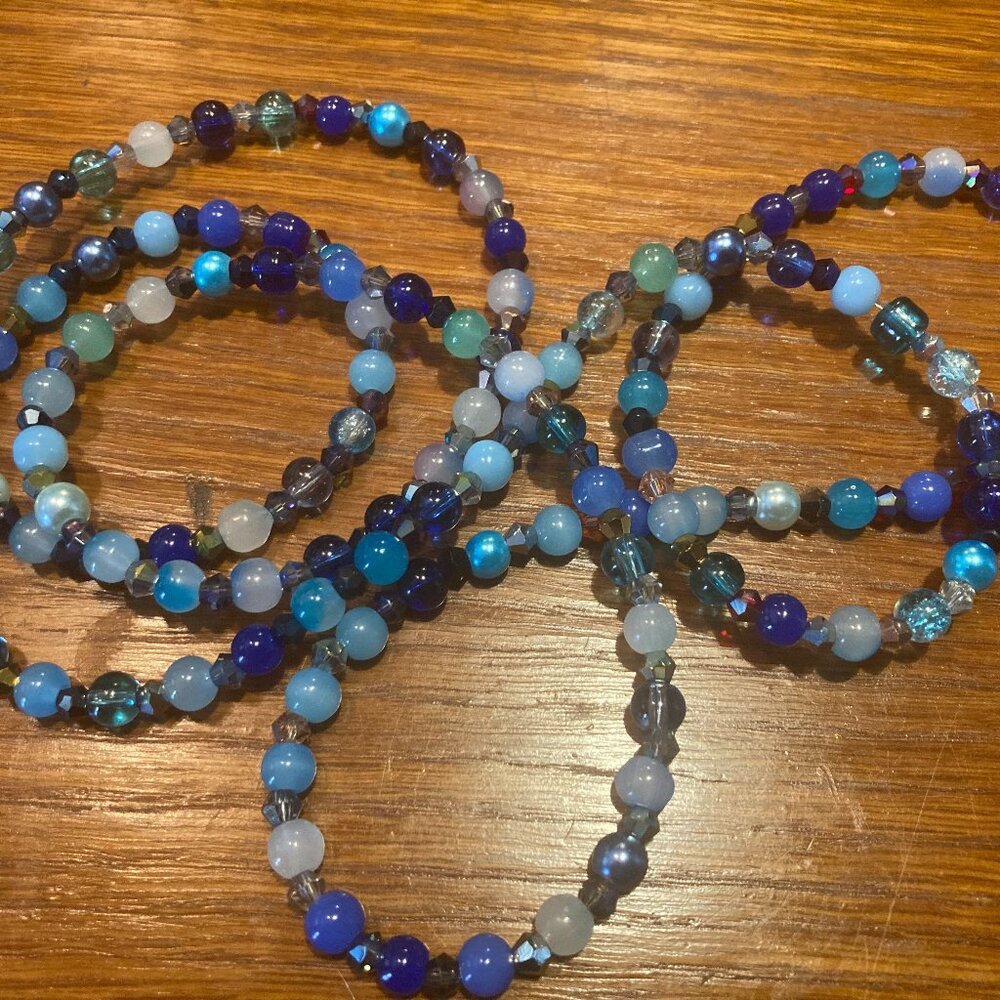 Handmade Witch B*tch Blue Glass Love Bead Necklace